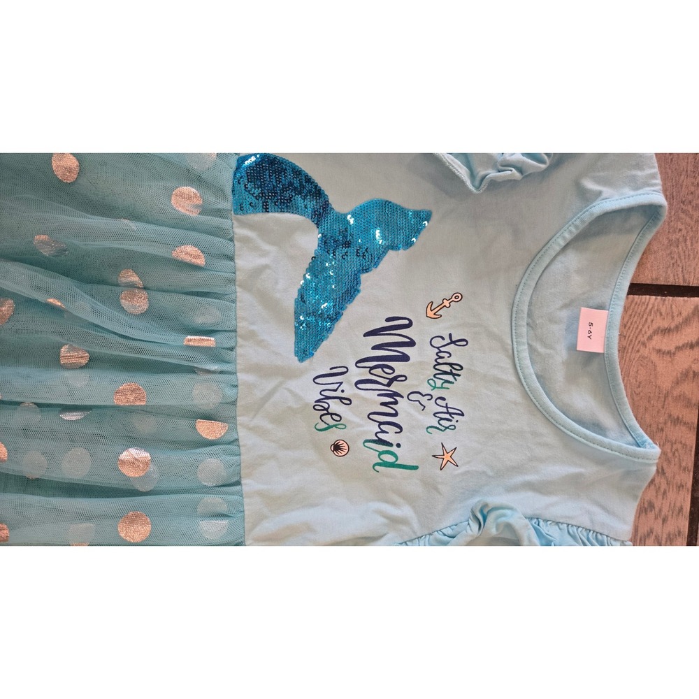 Girls Mermaid Tutu Dress and Skirt Bundle Set 4pc Blue Yellow Pink White 5T 5-6Y - Picture 2 of 6